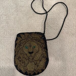 Lion Beaded Crossbody Bag